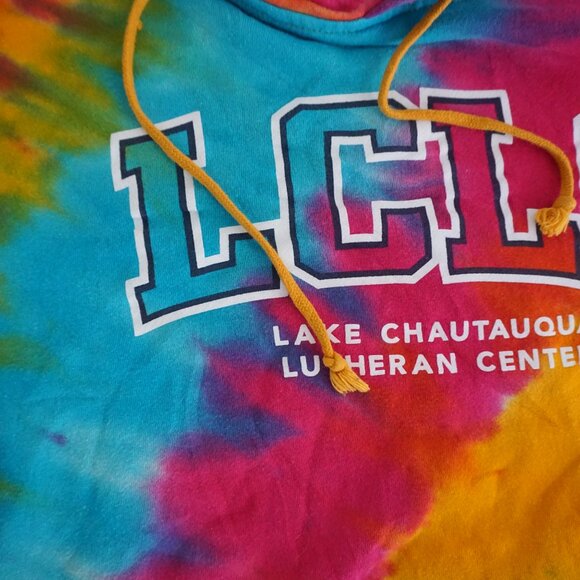 Vintage MV Sport Tie-Dye Hoodie Rainbow LCLC  Lutheran Y2K Streetwear Festival M - Picture 8 of 10